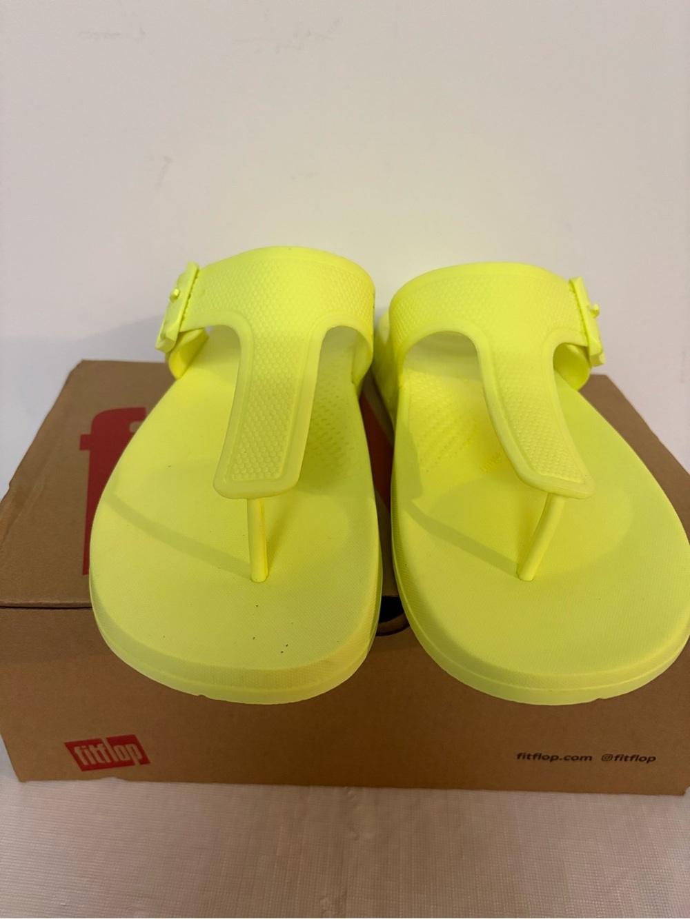 Fitflop Neon Yellow T-strap Slide Sandals